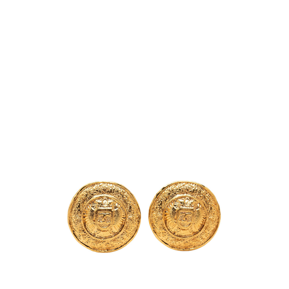 Pre-Loved Chanel CC Gold Plated Crest Clip On Earrings